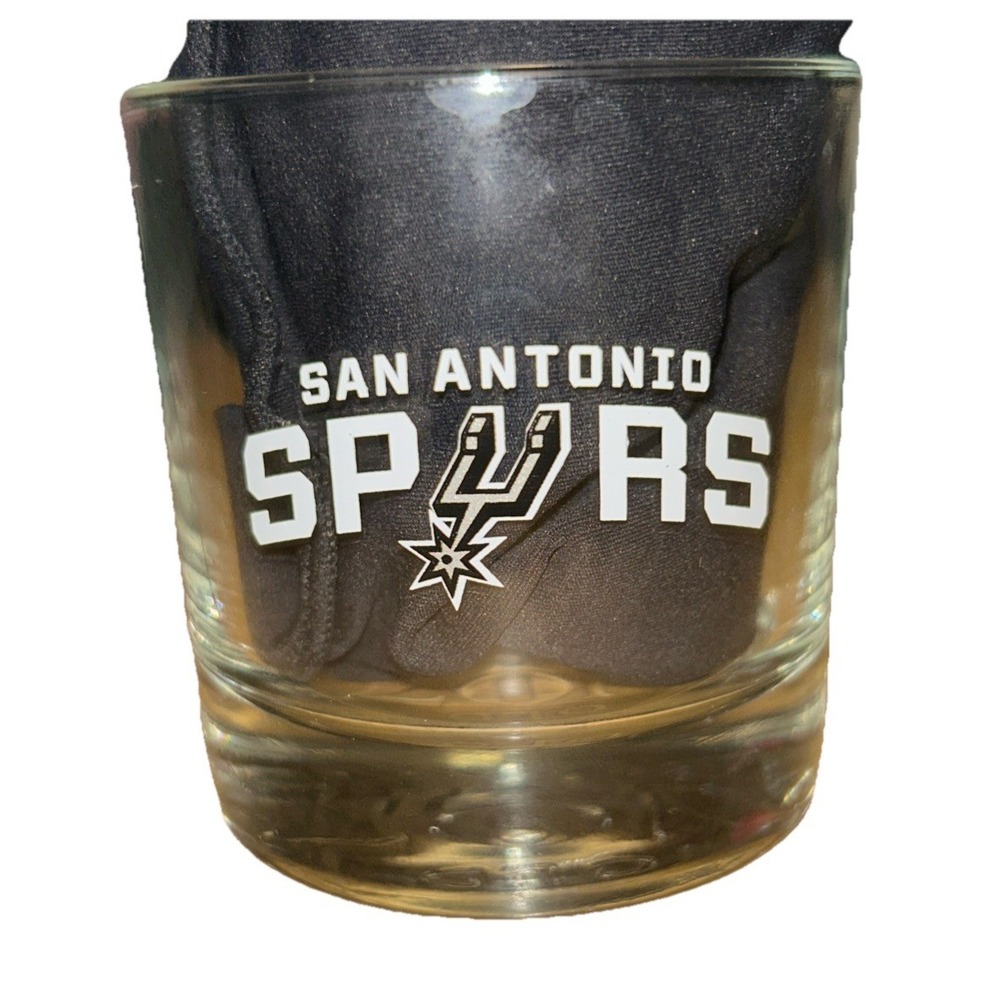 Jack Daniels San Antonio Spurs Logo Collectible Bourbon Rocks Ebossed Glass
